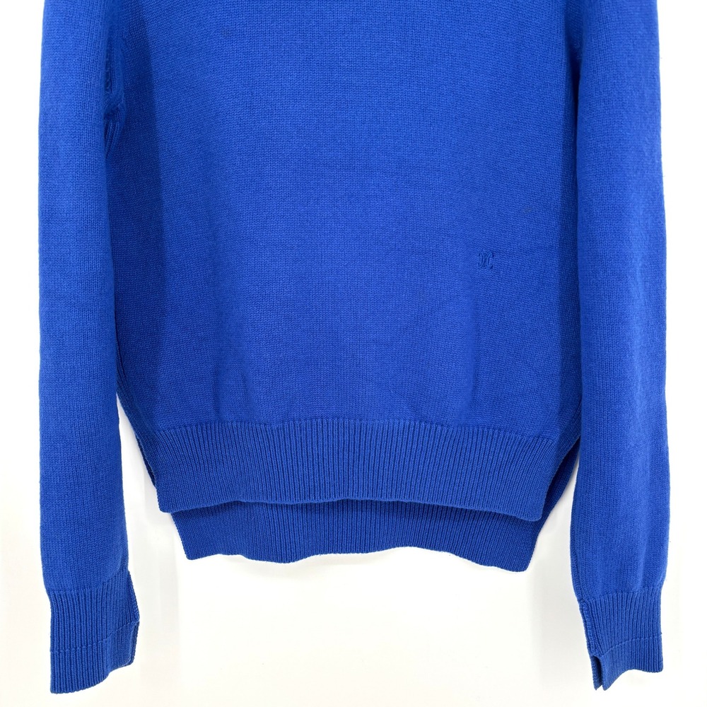 Celine Cashmere Crewneck Knit Sweater Blue Triomphe Logo Embroidered Pullover M - Picture 9 of 16